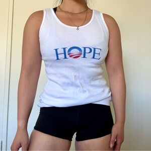 Vintage y2l White Sleeveless tank Top Hope Obama size medium